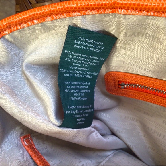 Ralph Lauren large orange handbag. EUC. - Picture 8 of 9
